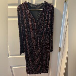 Talbots Black and Pink Long Sleeve Dress